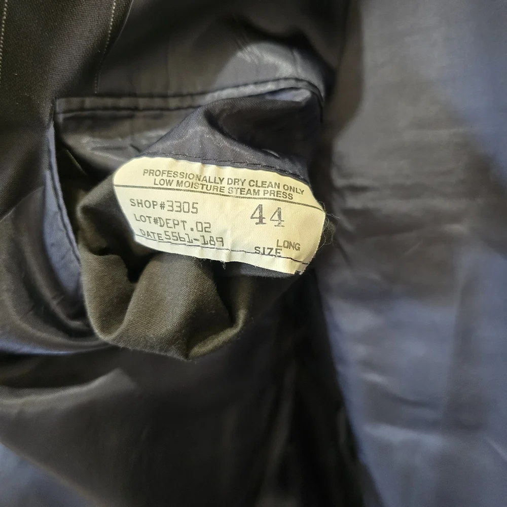 VTG Brooks Brothers Suit Mens 44L Navy Blue Pinstripe 2 Button Wool Pants 40x28